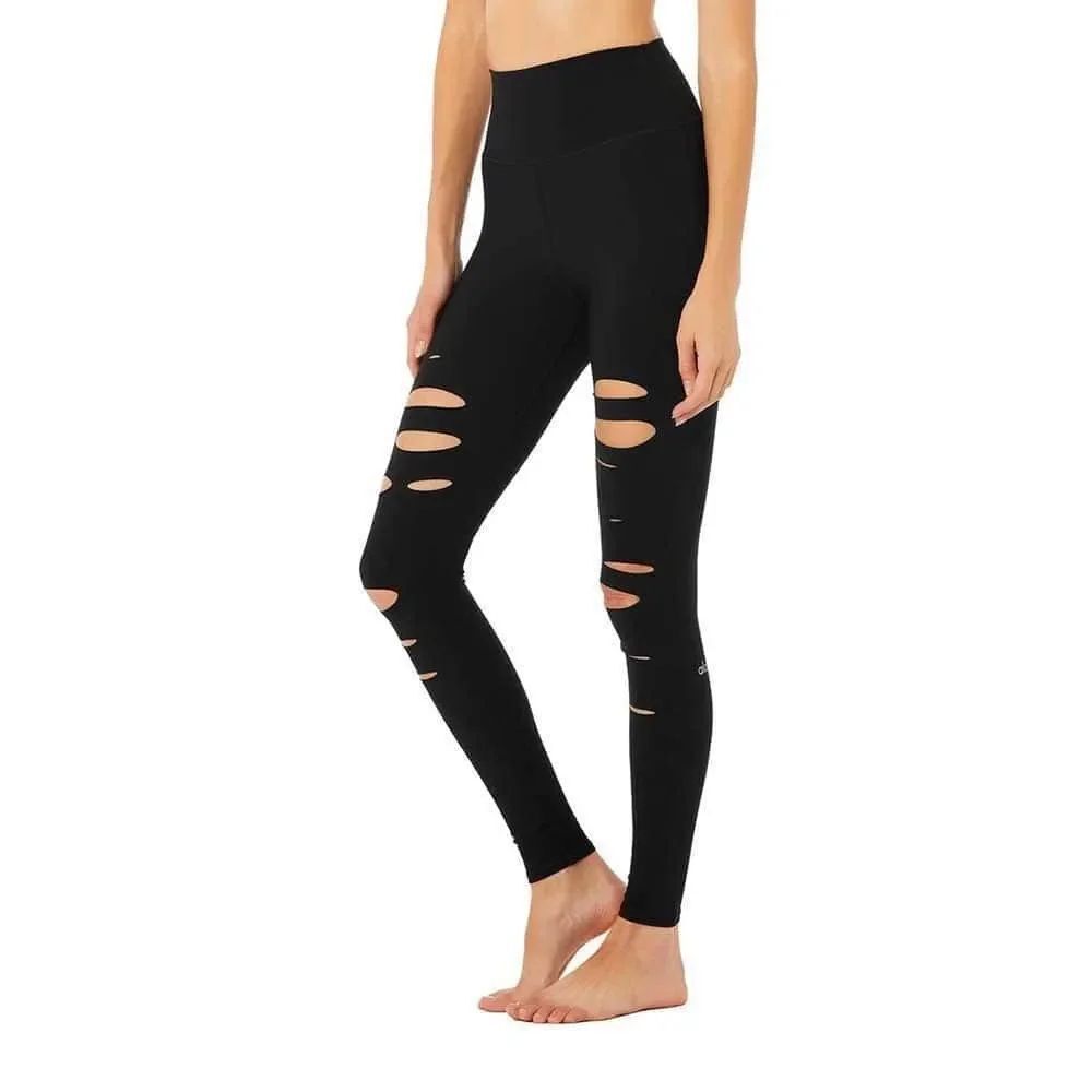 Alo Yoga Ripped Warrior Women’s Leggings Size S in black high waisted